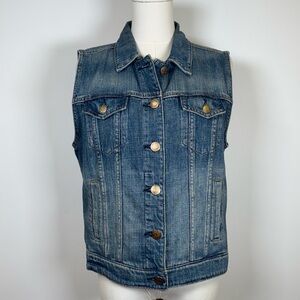 J. Crew Indigo Denim Jean Vest 100% Cotton Vintage Look Women’s Size Medium